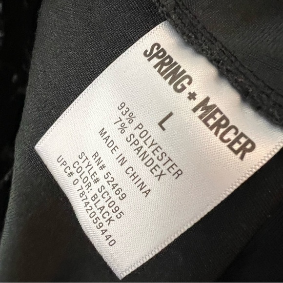 Spring + Mercer Womens Velvet Legging Tee Size Large Black V-Neck Short Sleeve - Picture 5 of 6